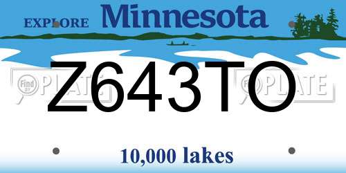 Z643TO Minnesota License Plate