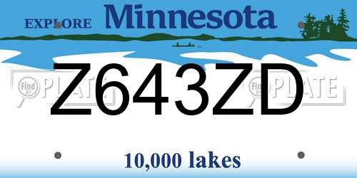 Z643ZD Minnesota License Plate