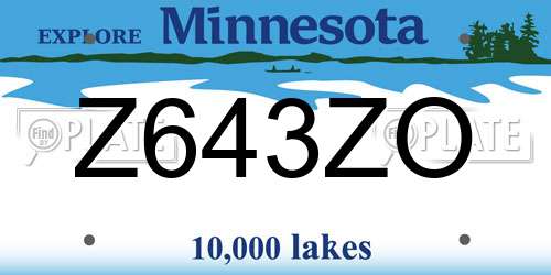 Z643ZO Minnesota License Plate