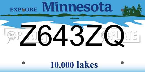 Z643ZQ Minnesota License Plate