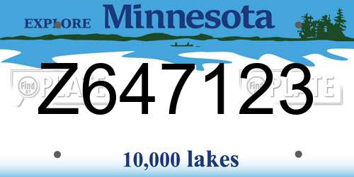 Z647123 Minnesota License Plate