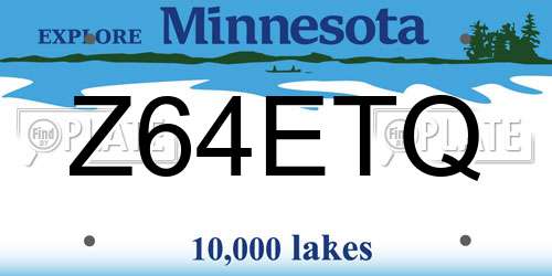 Z64ETQ Minnesota License Plate