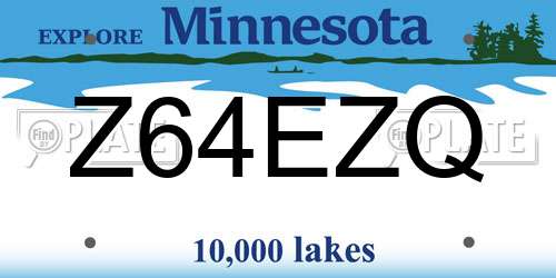 Z64EZQ Minnesota License Plate