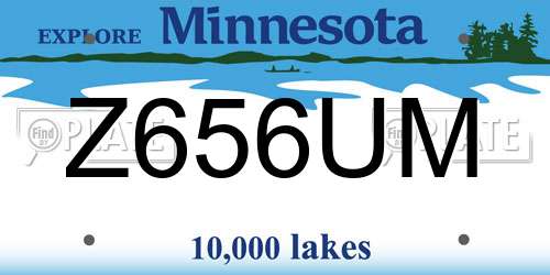Z656UM Minnesota License Plate