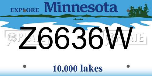 Z6636W Minnesota License Plate