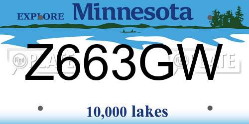 Z663GW Minnesota License Plate