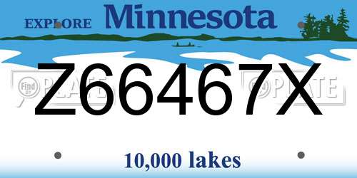 Z66467X Minnesota License Plate