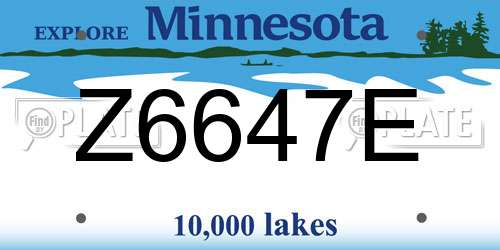Z6647E Minnesota License Plate