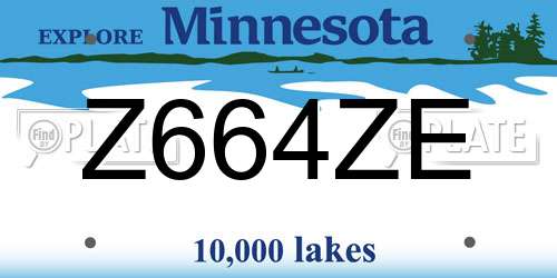 Z664ZE Minnesota License Plate