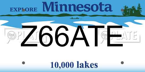 Z66ATE Minnesota License Plate