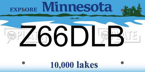 Z66DLB Minnesota License Plate