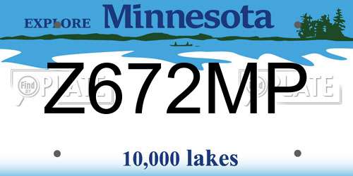 Z672MP Minnesota License Plate