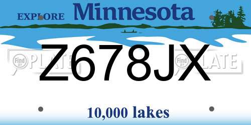 Z678JX Minnesota License Plate