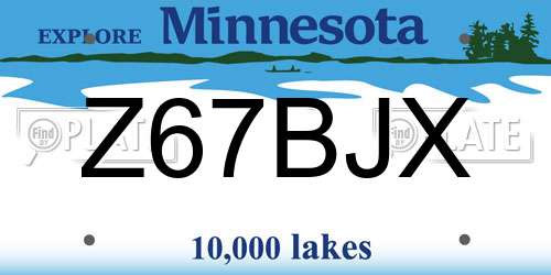 Z67BJX Minnesota License Plate