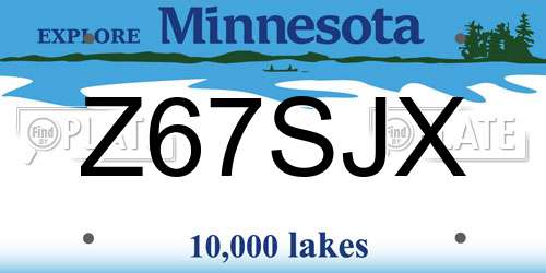 Z67SJX Minnesota License Plate