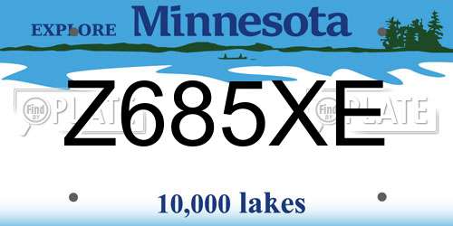 Z685XE Minnesota License Plate
