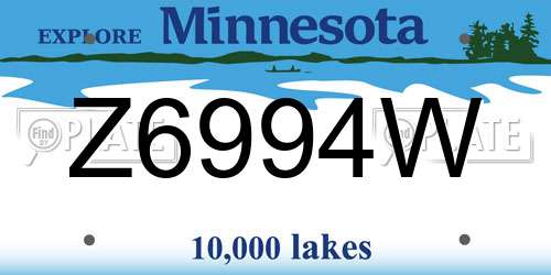 Z6994W Minnesota License Plate