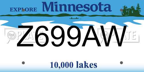 Z699AW Minnesota License Plate