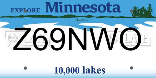 Z69NWO Minnesota License Plate