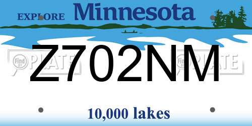 Z702NM Minnesota License Plate
