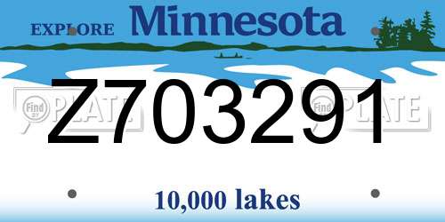 Z703291 Minnesota License Plate