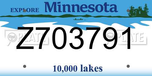 Z703791 Minnesota License Plate
