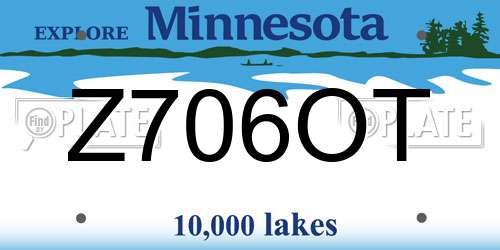 Z706OT Minnesota License Plate