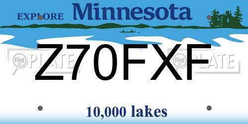 Z70FXF Minnesota License Plate