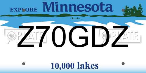 Z70GDZ Minnesota License Plate