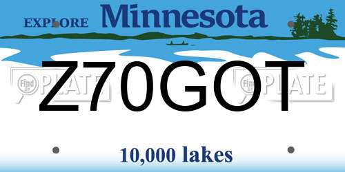Z70GOT Minnesota License Plate