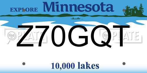 Z70GQT Minnesota License Plate