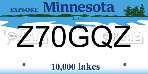 Z70GQZ Minnesota License Plate