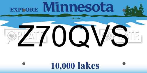 Z70QVS Minnesota License Plate