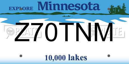 Z70TNM Minnesota License Plate