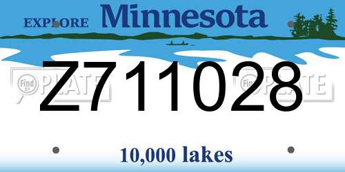 Z711028 Minnesota License Plate