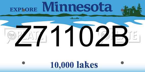 Z71102B Minnesota License Plate