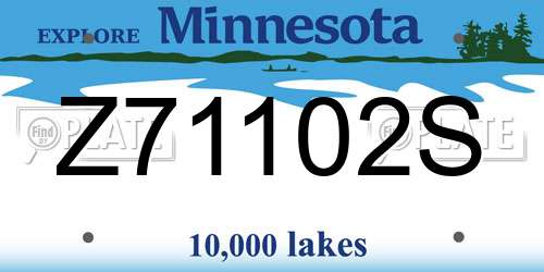 Z71102S Minnesota License Plate