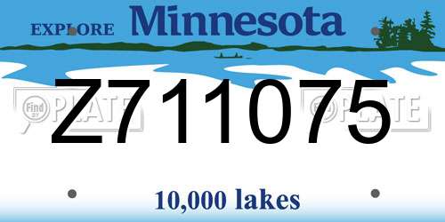 Z711075 Minnesota License Plate