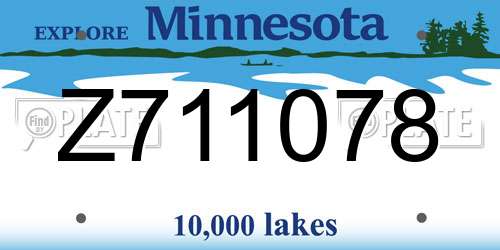 Z711078 Minnesota License Plate