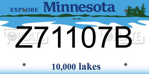 Z71107B Minnesota License Plate