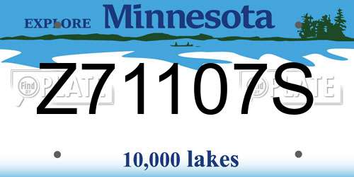 Z71107S Minnesota License Plate