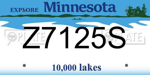 Z7125S Minnesota License Plate
