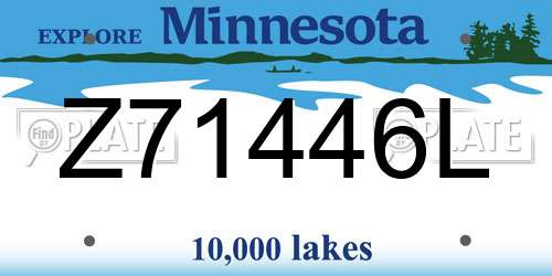 Z71446L Minnesota License Plate