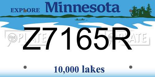 Z7165R Minnesota License Plate