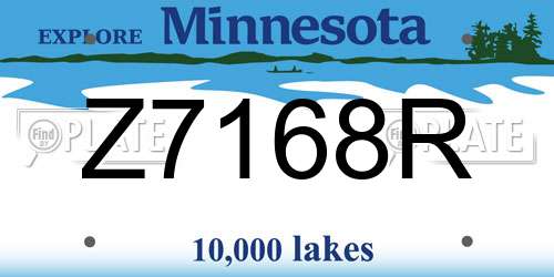 Z7168R Minnesota License Plate