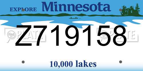 Z719158 Minnesota License Plate