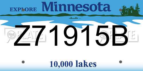 Z71915B Minnesota License Plate