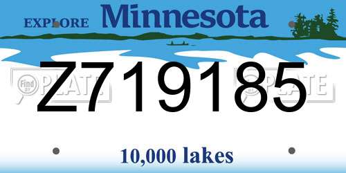 Z719185 Minnesota License Plate