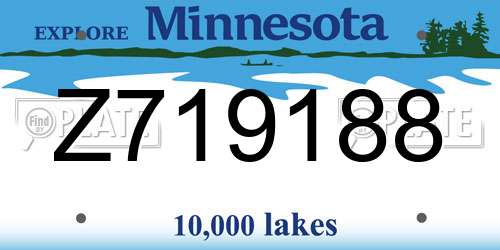 Z719188 Minnesota License Plate