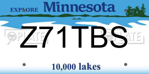 Z71TBS Minnesota License Plate